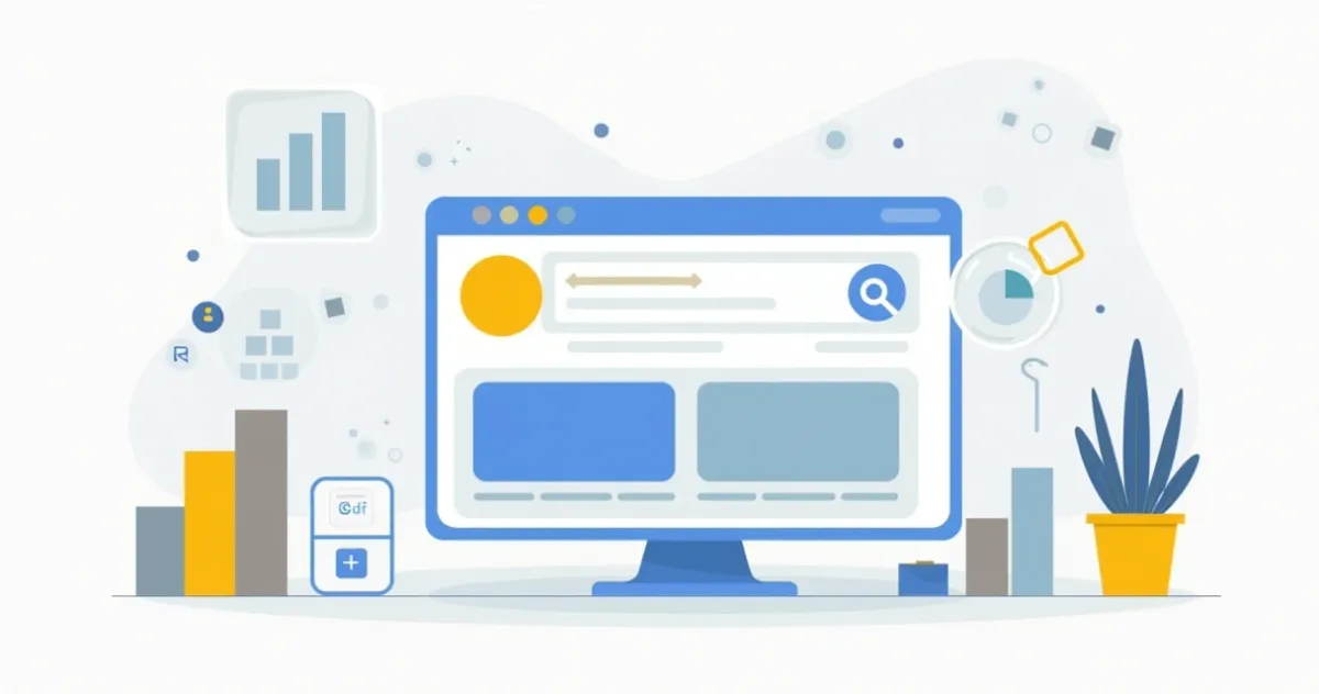 Ilustração de página de resultados do Google mostrando anúncios no topo e na base.
